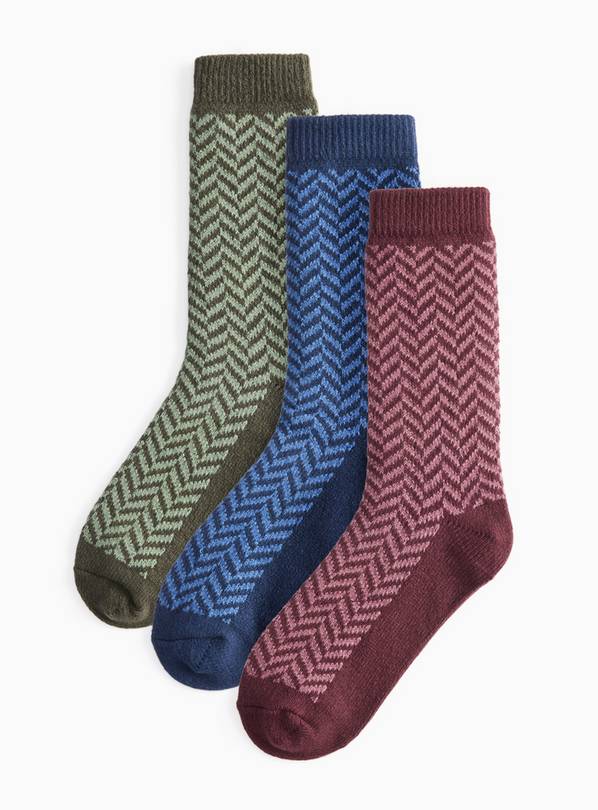 Green, Blue & Purple Chevron Socks 3 Pack 9-12